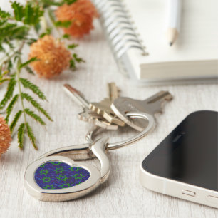 SlipperyJoe's Hanukkah green rows Stars of David c Keychain