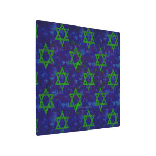 SlipperyJoe's Hanukkah green rows Stars of David c Metal Print