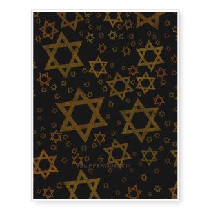 SlipperyJoe's Hanukkah green rows Stars of David c Temporary Tattoos