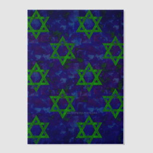 SlipperyJoe's Hanukkah green rows Stars of David c Vellum Invitations