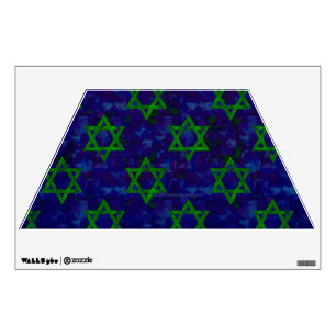 SlipperyJoe's Hanukkah green rows Stars of David c Wall Decal