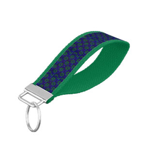 SlipperyJoe's Hanukkah green rows Stars of David c Wrist Keychain