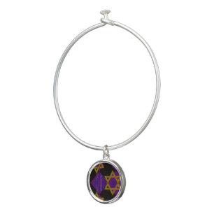 SlipperyJoe's Hanukkah-themed image golden yellow  Bangle Bracelet