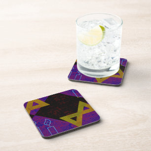 SlipperyJoe's Hanukkah-themed image golden yellow  Beverage Coaster