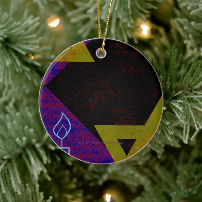 SlipperyJoe's Hanukkah-themed image golden yellow  Ceramic Ornament (Tree)