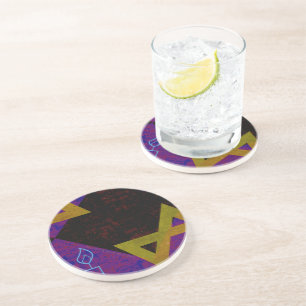 SlipperyJoe's Hanukkah-themed image golden yellow Coaster