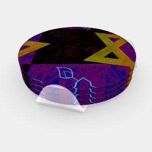 SlipperyJoe's Hanukkah-themed image golden yellow Coaster Set