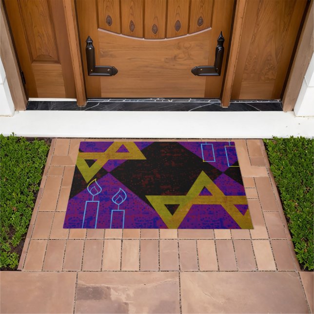 SlipperyJoe's Hanukkah-themed image golden yellow  Doormat (Outdoor)