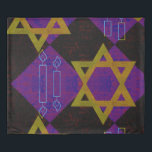 SlipperyJoe's Hanukkah-themed image golden yellow Duvet Cover<br><div class="desc">SlipperyJoe's Hanukkah-themed image golden yellow Star of David blue candles with orange flames Menorah-inspired art gift idea Jewish identity spirituality holiday retro bold symmetrical pattern diamond-shaped grid background blends tradition and vibrant design purple black checkerboard effect Hebrew religious celebration</div>