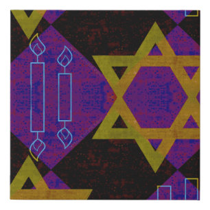 SlipperyJoe's Hanukkah-themed image golden yellow Faux Canvas Print