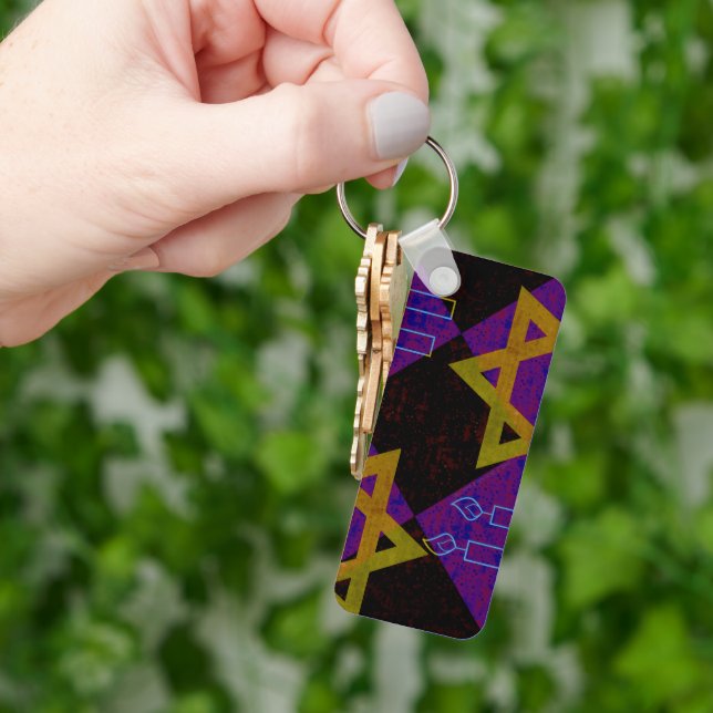 SlipperyJoe's Hanukkah-themed image golden yellow  Keychain (Hand)