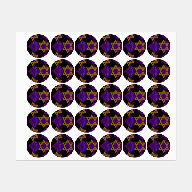 SlipperyJoe's Hanukkah-themed image golden yellow  Labels (Sheet)