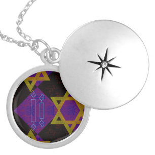 SlipperyJoe's Hanukkah-themed image golden yellow  Locket Necklace