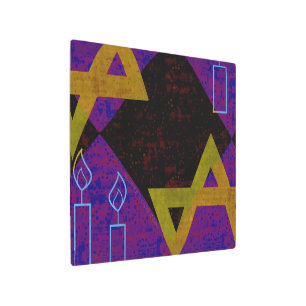 SlipperyJoe's Hanukkah-themed image golden yellow  Metal Print
