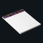 SlipperyJoe's Hanukkah-themed image golden yellow  Notepad<br><div class="desc">SlipperyJoe's Hanukkah-themed image golden yellow Star of David blue candles with orange flames Menorah-inspired art gift idea Jewish identity spirituality holiday retro bold symmetrical pattern diamond-shaped grid background blends tradition and vibrant design purple black checkerboard effect Hebrew religious celebration</div>