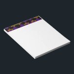 SlipperyJoe's Hanukkah-themed image golden yellow  Notepad<br><div class="desc">SlipperyJoe's Hanukkah-themed image golden yellow Star of David blue candles with orange flames Menorah-inspired art gift idea Jewish identity spirituality holiday retro bold symmetrical pattern diamond-shaped grid background blends tradition and vibrant design purple black checkerboard effect Hebrew religious celebration</div>