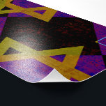 SlipperyJoe's Hanukkah-themed image golden yellow  Photo Print<br><div class="desc">SlipperyJoe's Hanukkah-themed image golden yellow Star of David blue candles with orange flames Menorah-inspired art gift idea Jewish identity spirituality holiday retro bold symmetrical pattern diamond-shaped grid background blends tradition and vibrant design purple black checkerboard effect Hebrew religious celebration</div>