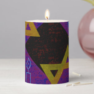 SlipperyJoe's Hanukkah-themed image golden yellow  Pillar Candle