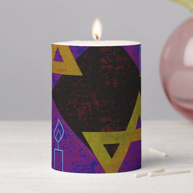 SlipperyJoe's Hanukkah-themed image golden yellow  Pillar Candle (In Situ)