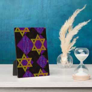 SlipperyJoe's Hanukkah-themed image golden yellow Plaque
