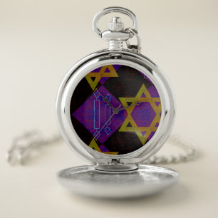SlipperyJoe's Hanukkah-themed image golden yellow  Pocket Watch