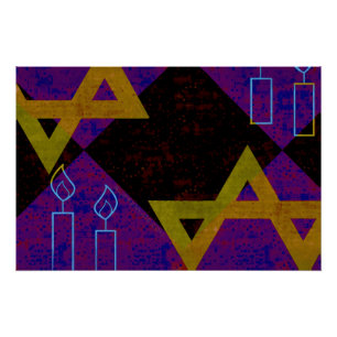 SlipperyJoe's Hanukkah-themed image golden yellow  Poster