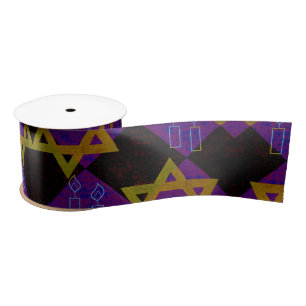 SlipperyJoe's Hanukkah-themed image golden yellow Satin Ribbon