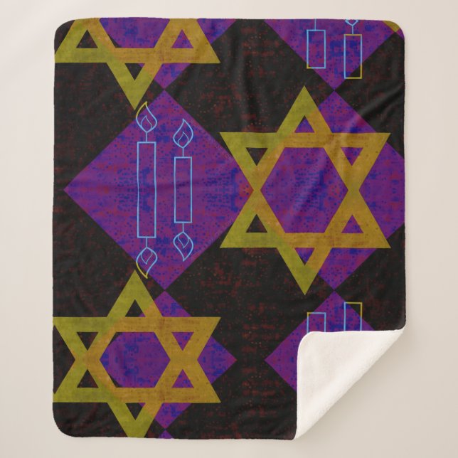 SlipperyJoe's Hanukkah-themed image golden yellow  Sherpa Blanket (Front)