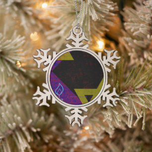 SlipperyJoe's Hanukkah-themed image golden yellow  Snowflake Pewter Christmas Ornament