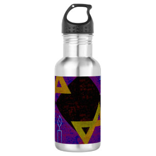 SlipperyJoe's Hanukkah-themed image golden yellow  Stainless Steel Water Bottle