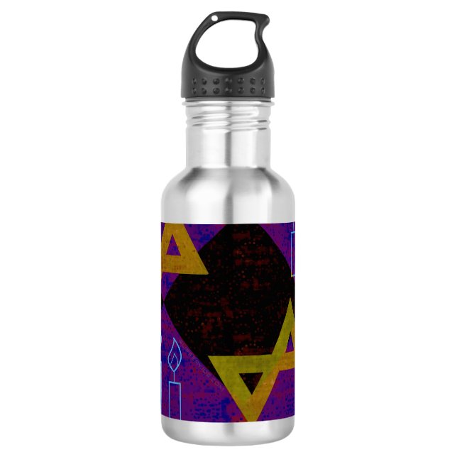 SlipperyJoe's Hanukkah-themed image golden yellow  Stainless Steel Water Bottle (Front)