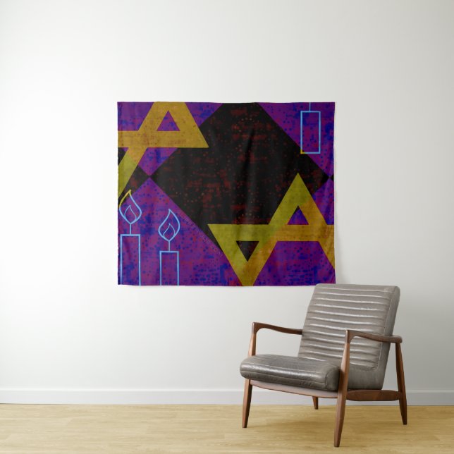 SlipperyJoe's Hanukkah-themed image golden yellow  Tapestry (In Situ (Horizontal))