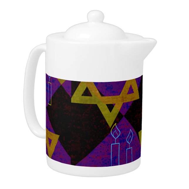SlipperyJoe's Hanukkah-themed image golden yellow  Teapot (Left)