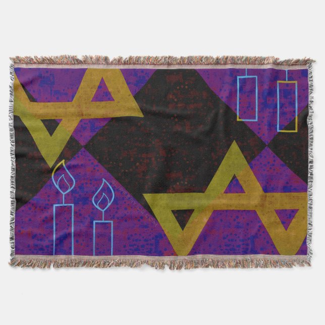 SlipperyJoe's Hanukkah-themed image golden yellow  Throw Blanket (Front)