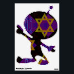 SlipperyJoe's Hanukkah-themed image golden yellow  Wall Decal<br><div class="desc">SlipperyJoe's Hanukkah-themed image golden yellow Star of David blue candles with orange flames Menorah-inspired art gift idea Jewish identity spirituality holiday retro bold symmetrical pattern diamond-shaped grid background blends tradition and vibrant design purple black checkerboard effect Hebrew religious celebration</div>