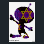 SlipperyJoe's Hanukkah-themed image golden yellow  Wall Decal<br><div class="desc">SlipperyJoe's Hanukkah-themed image golden yellow Star of David blue candles with orange flames Menorah-inspired art gift idea Jewish identity spirituality holiday retro bold symmetrical pattern diamond-shaped grid background blends tradition and vibrant design purple black checkerboard effect Hebrew religious celebration</div>