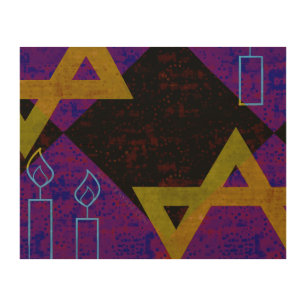 SlipperyJoe's Hanukkah-themed image golden yellow  Wood Wall Art