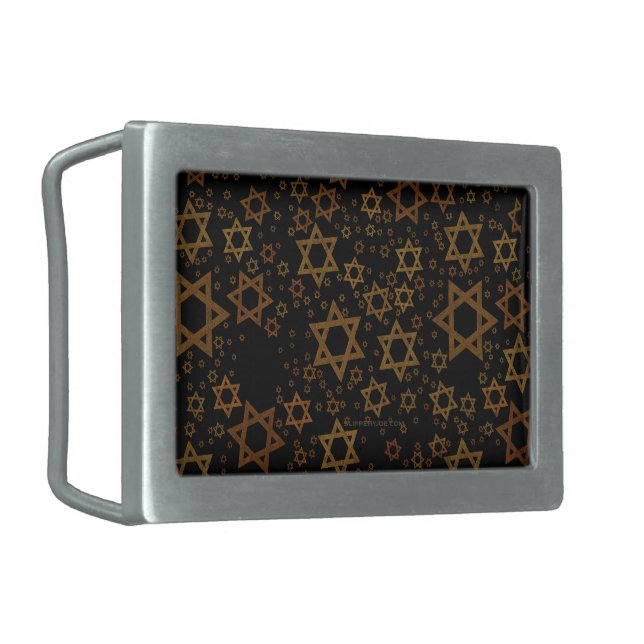 SlipperyJoe's Hanukkah-themed Star David artistic  Belt Buckle (Front Left)