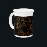 SlipperyJoe's Hanukkah-themed Star David artistic  Beverage Pitcher<br><div class="desc">SlipperyJoe's Hanukkah-themed Star David artistic candlelight festive glow light and resilience themes modern reverent for Jewish holidays varying sizes metallic tones gold bronze deep brown rich black background evokes Hebrew tradition elegance symmetrical pattern gifts decorations rhythmic ceremonial visual flow significant symbol religion</div>