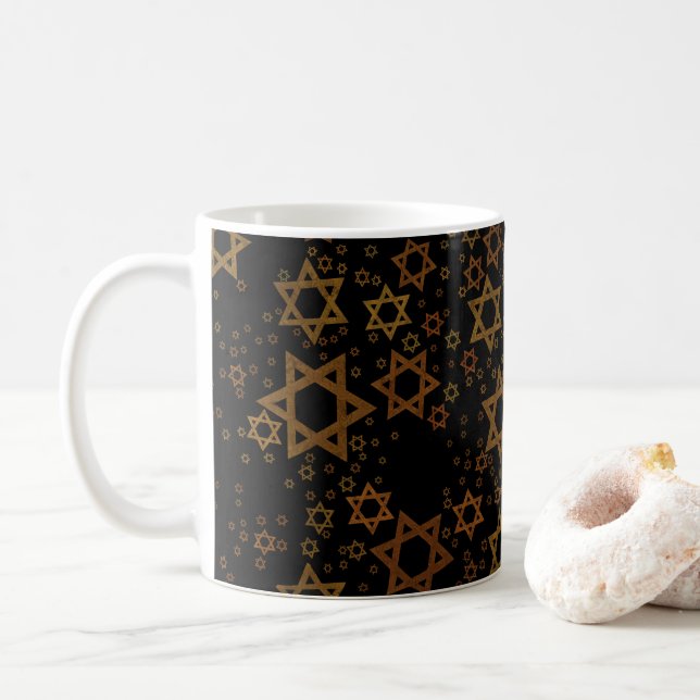 SlipperyJoe's Hanukkah-themed Star David artistic  Coffee Mug (With Donut)