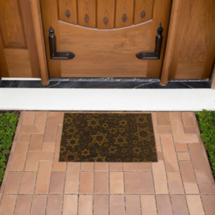 SlipperyJoe's Hanukkah-themed Star David artistic Fiber Doormat