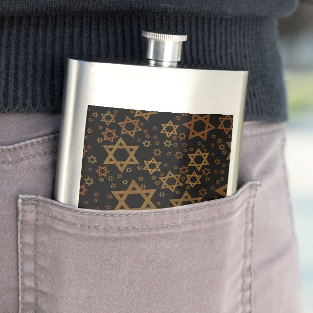 SlipperyJoe's Hanukkah-themed Star David artistic  Flask (In Situ)