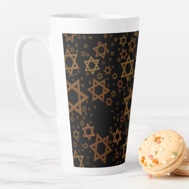 SlipperyJoe's Hanukkah-themed Star David artistic  Latte Mug (In Situ)