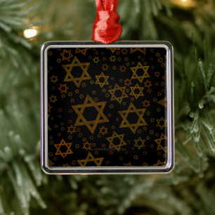 SlipperyJoe's Hanukkah-themed Star David artistic Metal Ornament