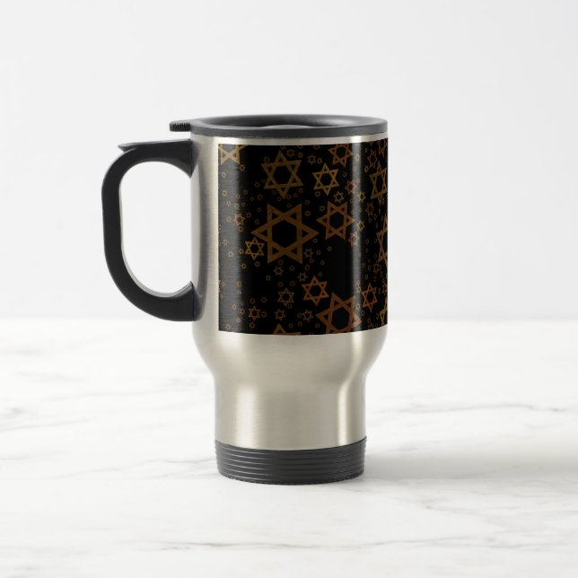 SlipperyJoe's Hanukkah-themed Star David artistic  Travel Mug (Left)