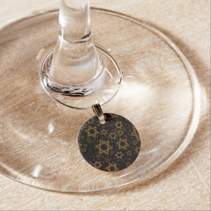 SlipperyJoe's Hanukkah-themed Star David artistic  Wine Charm