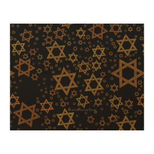 SlipperyJoe's Hanukkah-themed Star David artistic  Wood Wall Art