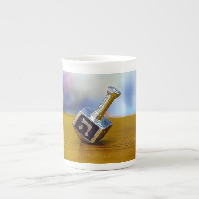 SlipperyJoe's Hanukkah traditional toy gifts close Bone China Mug (Front)