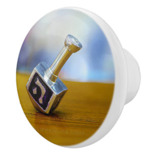 SlipperyJoe's Hanukkah traditional toy gifts close Ceramic Knob