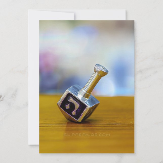 SlipperyJoe's Hanukkah traditional toy gifts close Holiday Card (Front)